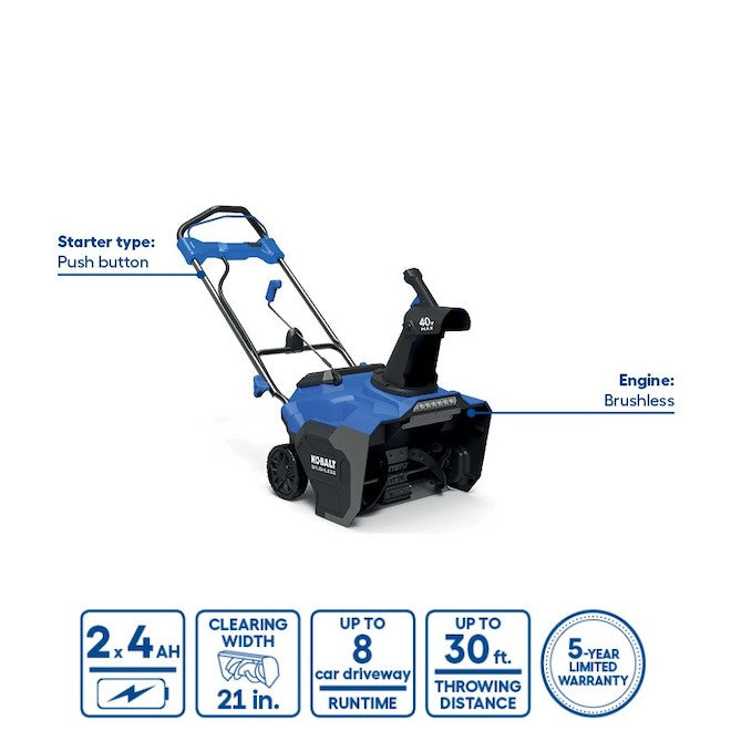 Kobalt 40V snow blower detail
